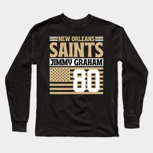 New Orleans Saints Graham 80 American Flag Football Long Sleeve T-Shirt